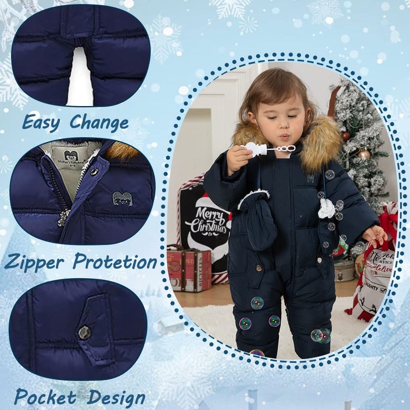 XIFAMNIY Baby Girls and Boys Snowsuit Winter suits Jumpsuit Outwear Hooded Footie Snow suits - Image 3